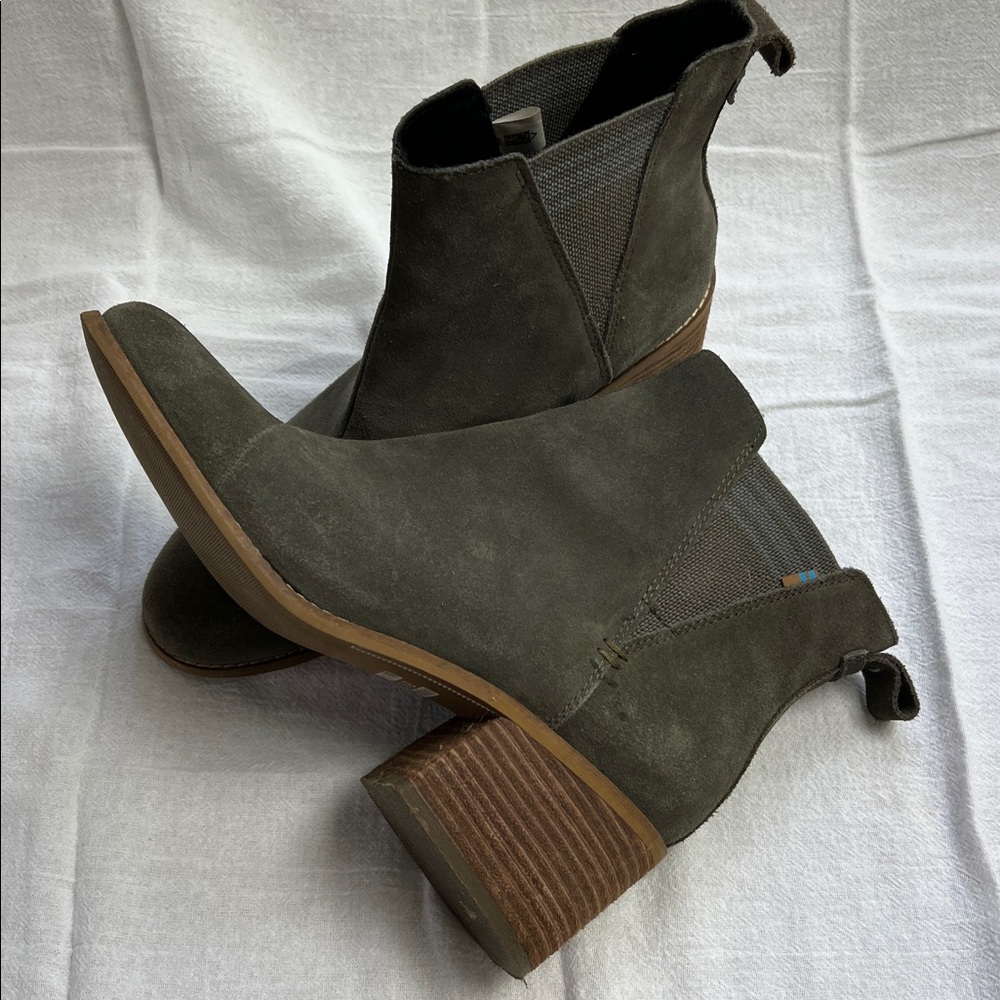 Toms Olive Suede Ankle Boots